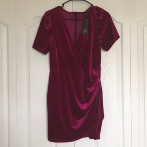 BRAND NEW Magenta Velvet Dress